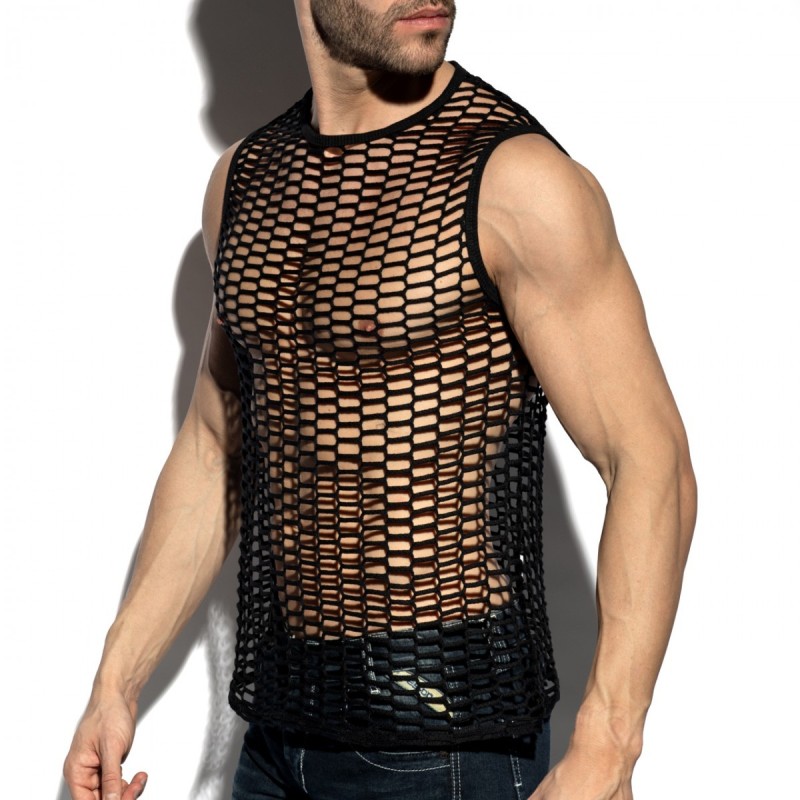 ES Collection TS365 Fishing Line Tank Top Black