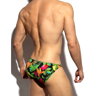 ES Collection UN662 Bold Flowers Bikini Brief Black