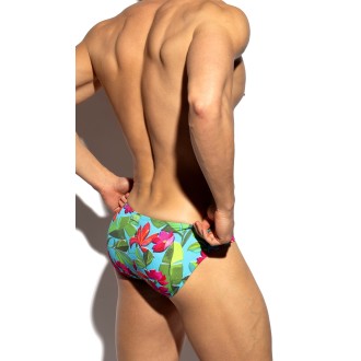 ES Collection UN662 Bold Flowers Bikini Brief Turquoise