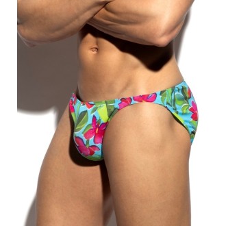 ES Collection UN662 Bold Flowers Bikini Brief Turquoise