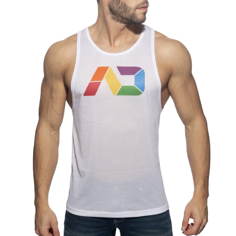 Addicted AD542 AD Rainbow Tank Top White