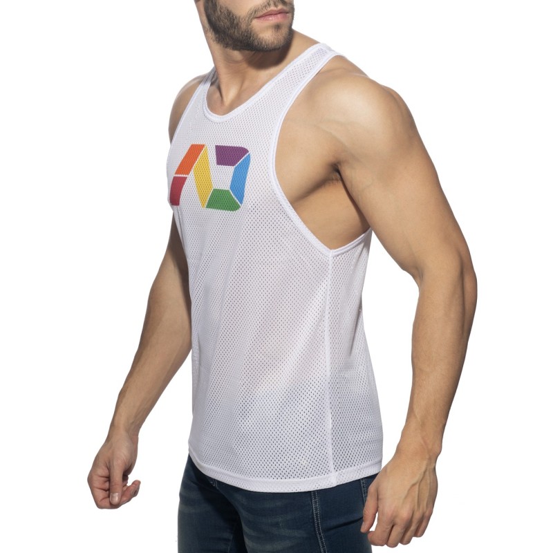 Addicted AD542 AD Rainbow Tank Top White