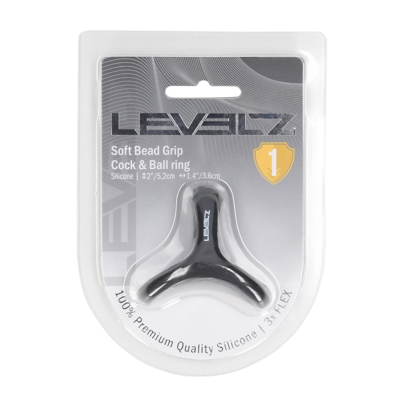 Levelz Soft Bead Grip Silicone Cock and Ball Ring - Black