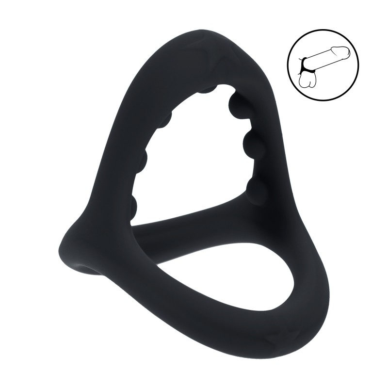 Levelz Soft Bead Grip Silicone Cock and Ball Ring - Black