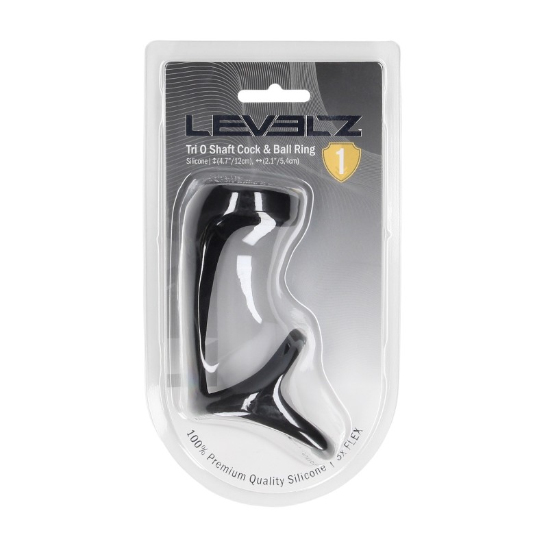 Levelz Tri O Silicone Shaft Cock and Ball Ring - Black Levelz Tri O Silicone Shaft Cock and Ball Ring - Black