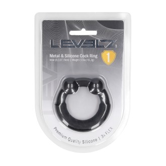 Levelz Metal and Silicone Cockring - Black