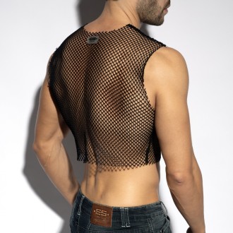ES Collection TS338 Beachy Net Midriff Crop Top Black