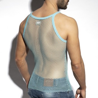 ES Collection TS336 Beachy Net Strap Tank Top Sky Blue
