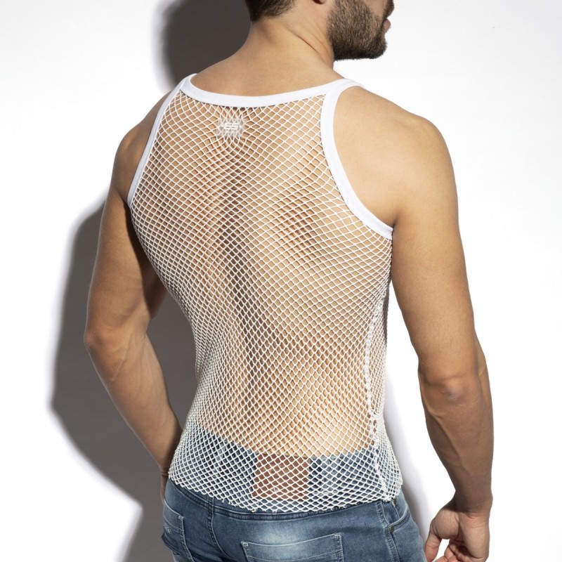 ES Collection TS336 Beachy Net Strap Tank Top White
