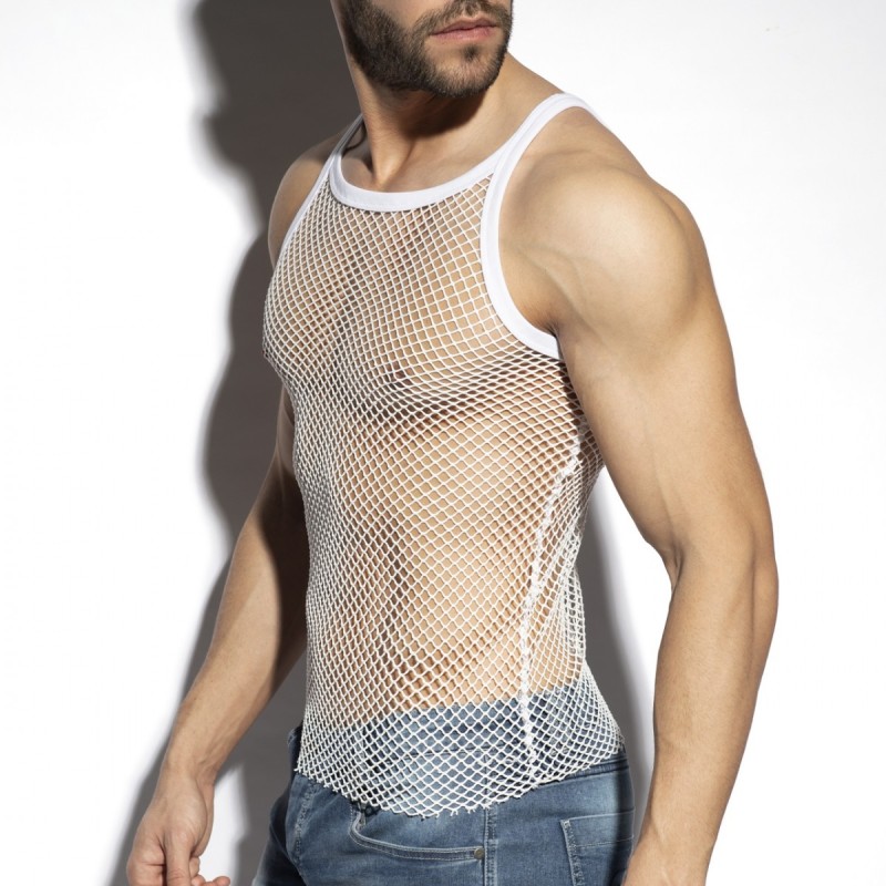 ES Collection TS336 Beachy Net Strap Tank Top White