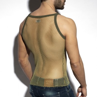 ES Collection TS336 Beachy Net Strap Tank Top Khaky