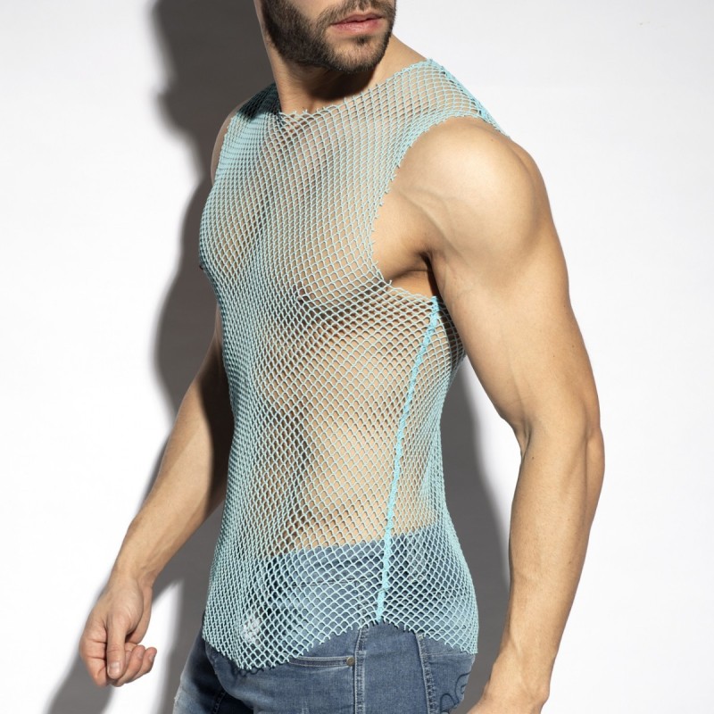 ES Collection TS334 Beachy Net Tank Top Sky Blue