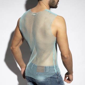 ES Collection TS334 Beachy Net Tank Top Sky Blue