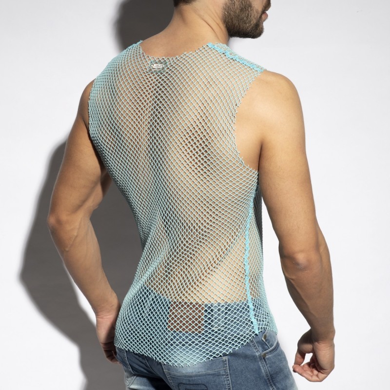 ES Collection TS334 Beachy Net Tank Top Sky Blue
