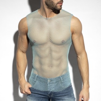 ES Collection TS334 Beachy Net Tank Top Sky Blue