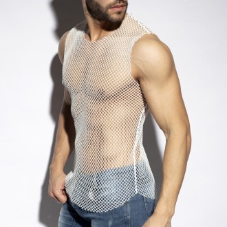 ES Collection TS334 Beachy Net Tank Top White