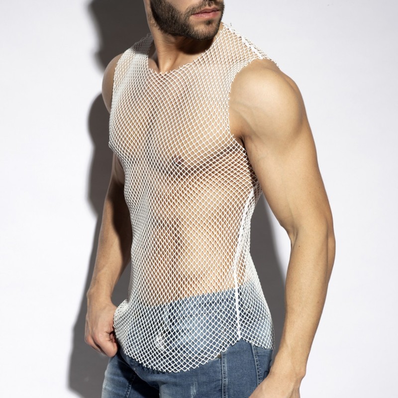 ES Collection TS334 Beachy Net Tank Top White