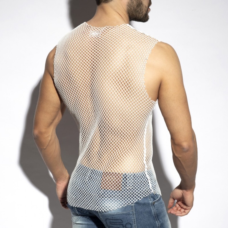ES Collection TS334 Beachy Net Tank Top White