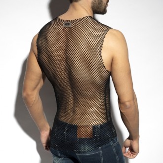 ES Collection TS334 Beachy Net Tank Top Black