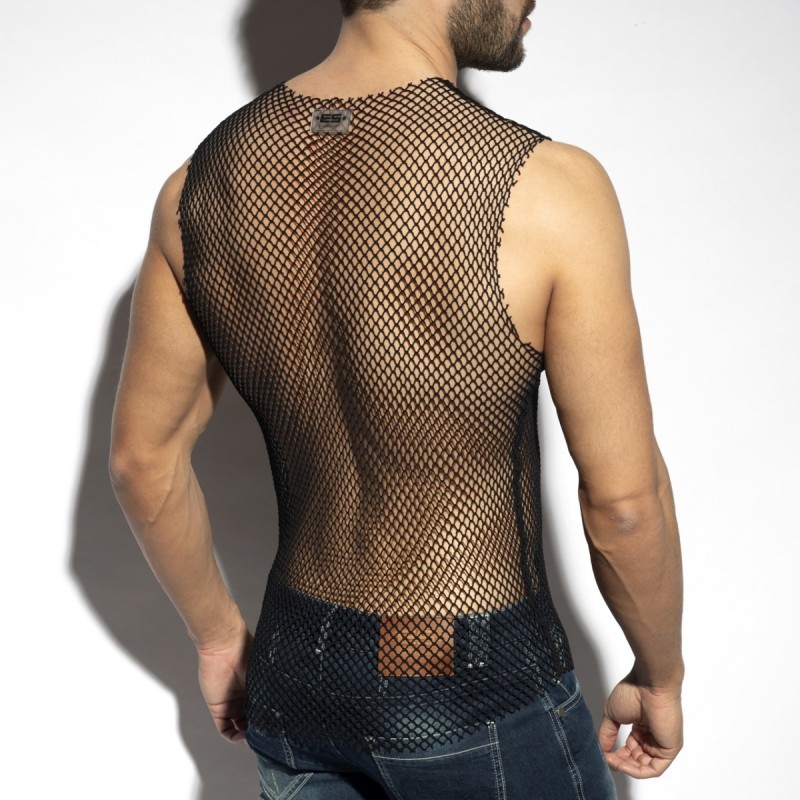 ES Collection TS334 Beachy Net Tank Top Black
