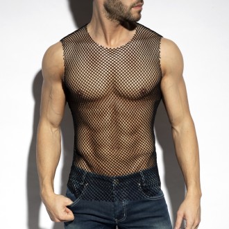 ES Collection TS334 Beachy Net Tank Top Black