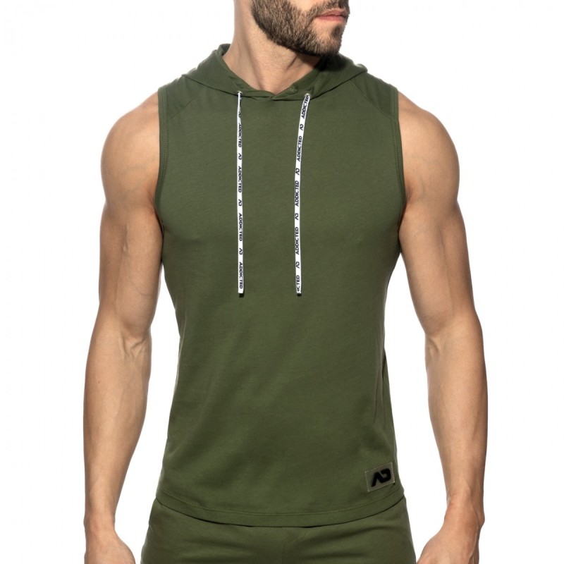 Addicted AD1001 Band Cotton Hoody Khaky