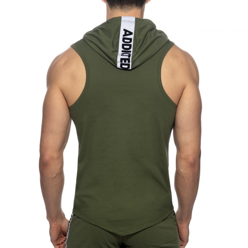 Addicted AD1001 Band Cotton Hoody Khaky