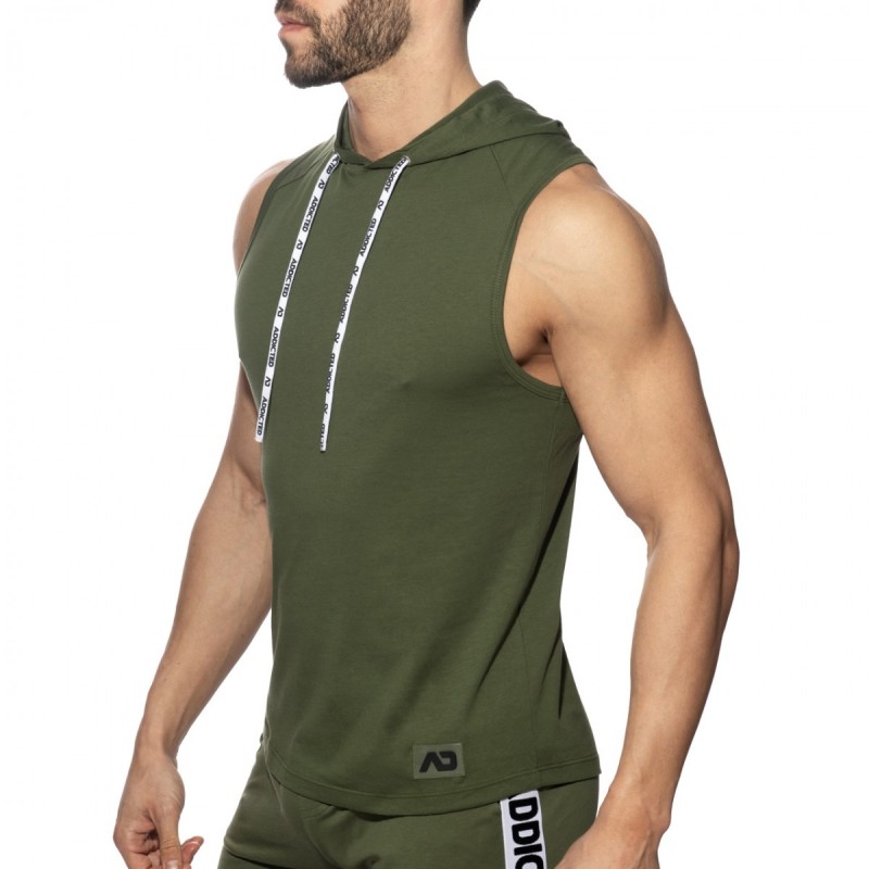 Addicted AD1001 Band Cotton Hoody Khaky