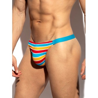 ES Collection 2617 70'S Stripes Swim Thong Turquoise ES Collection 2617 70'S Stripes Swim Thong Turquoise