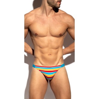 ES Collection 2617 70'S Stripes Swim Thong Turquoise ES Collection 2617 70'S Stripes Swim Thong Turquoise