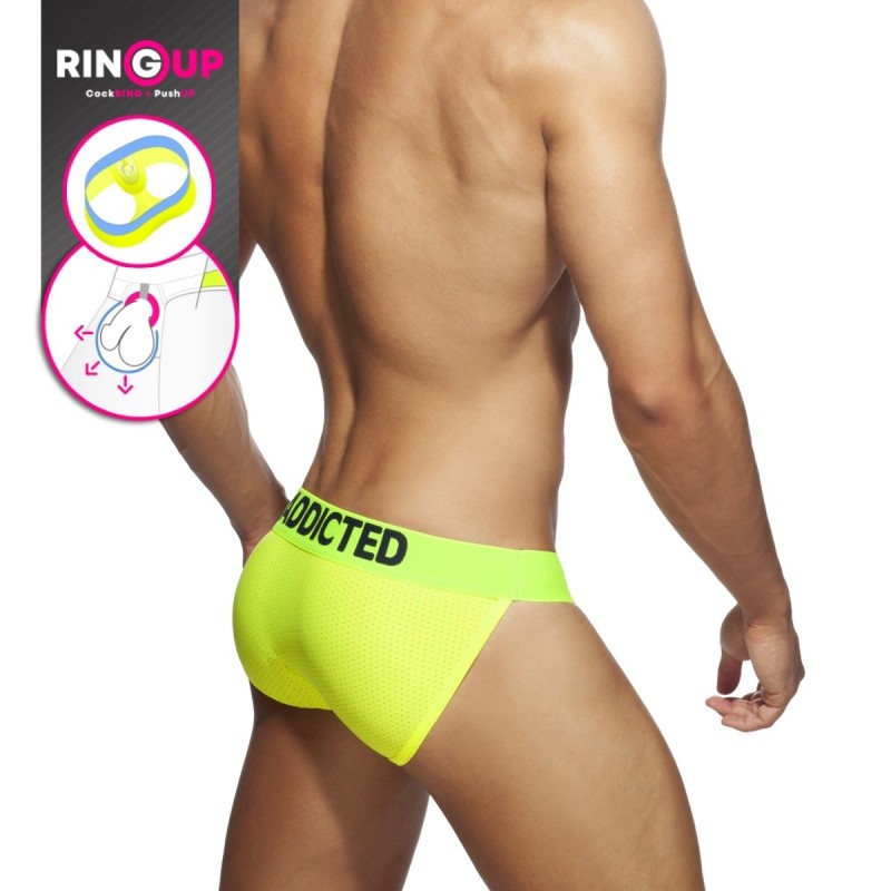 Addicted Ring Up Neon Mesh Bikini Neon Yellow