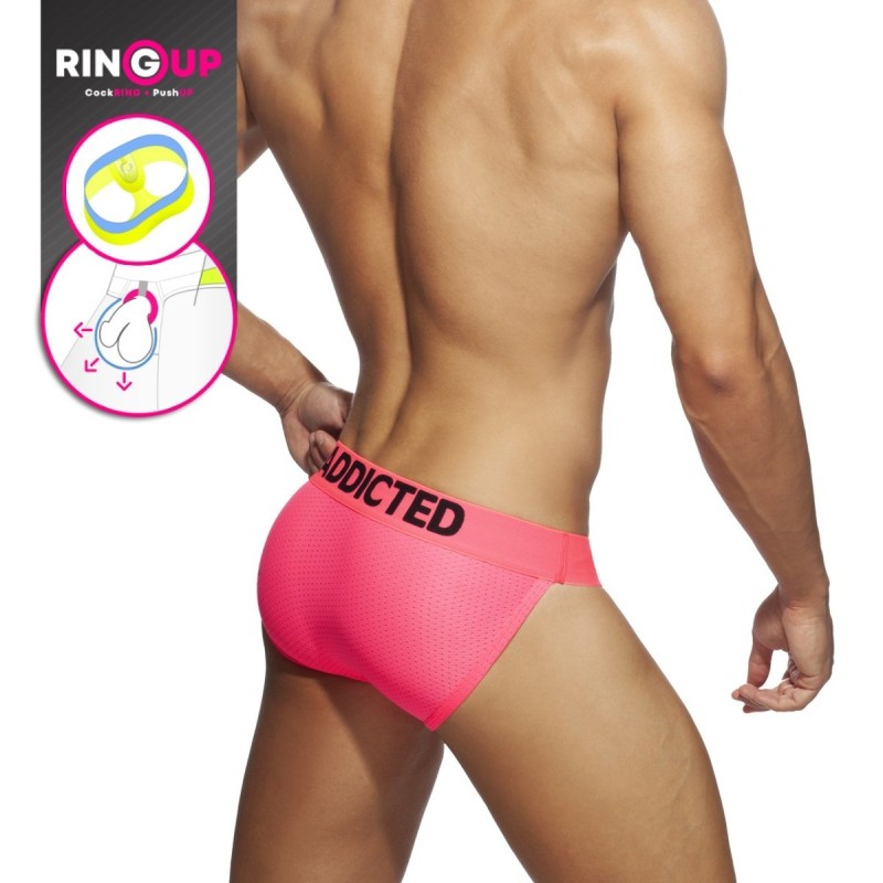 Addicted AD953 Ring Up Neon Mesh Bikini Neon Pink