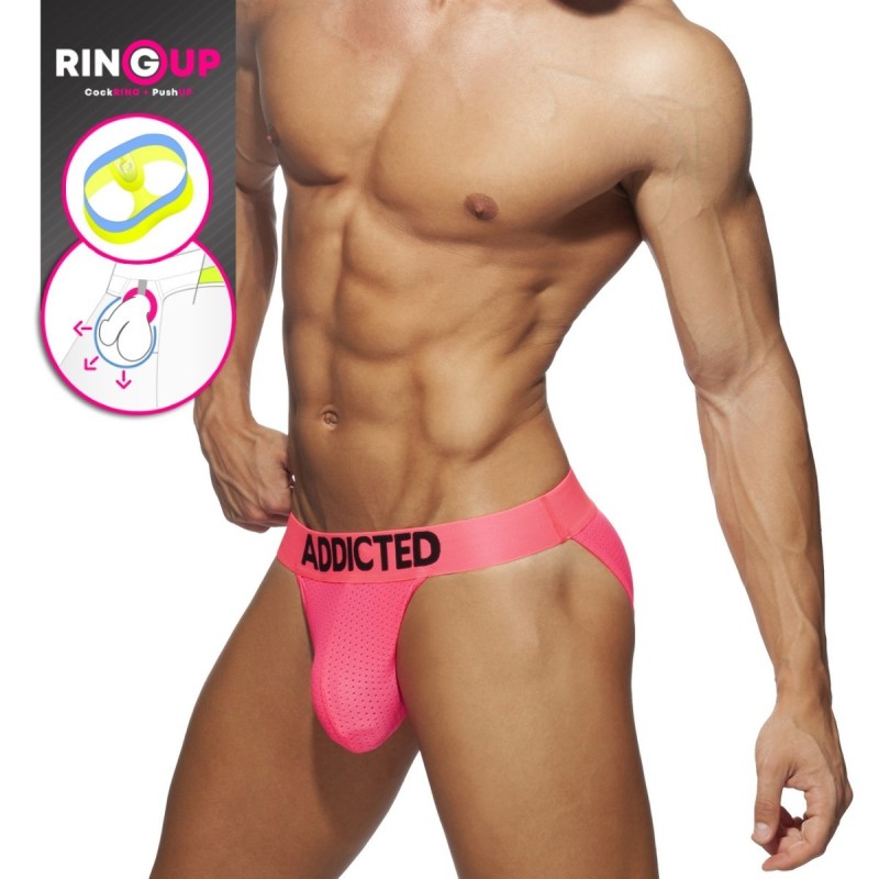 Addicted AD953 Ring Up Neon Mesh Bikini Neon Pink