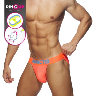 Addicted AD953 Ring Up Neon Mesh Bikini Neon Orange