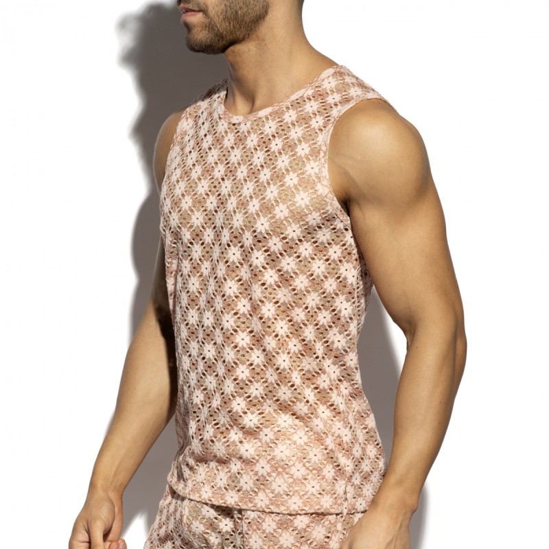 ES Collection TS361 Metallic Bloom Tank Top Pink