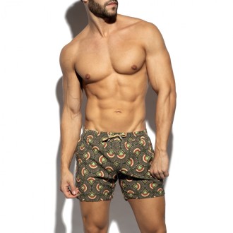 ES collection 2606 Peacock Print Shorts Khaky