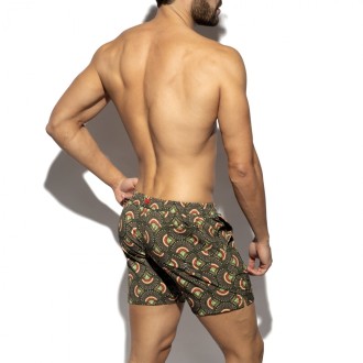 ES collection 2606 Peacock Print Shorts Khaky