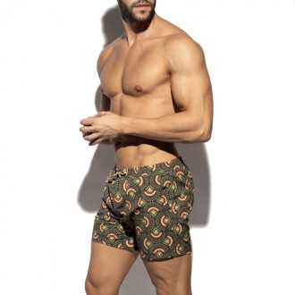 ES collection 2606 Peacock Print Shorts Khaky