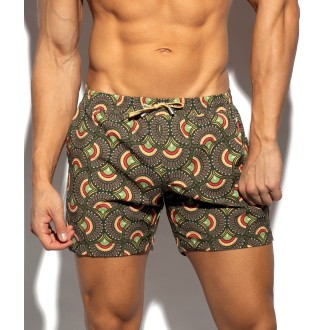 ES collection 2606 Peacock Print Shorts Khaky