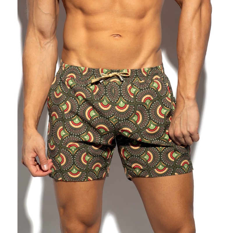 ES collection 2606 Peacock Print Shorts Khaky