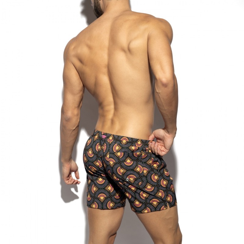ES collection 2606 Peacock Print Swim Shorts Black