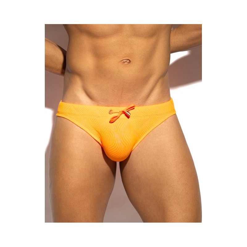 ES Collection 2613 Neon Wrinkled Swim Bikini Neon Orange