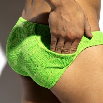 ES Collection 2613 Neon Wrinkled Swim Bikini Neon Green