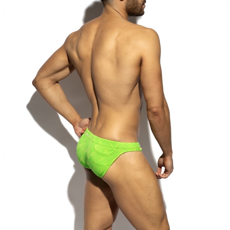 ES Collection 2613 Neon Wrinkled Swim Bikini Neon Green