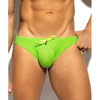 ES Collection 2613 Neon Wrinkled Swim Bikini Neon Green