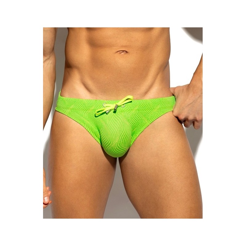 ES Collection 2613 Neon Wrinkled Swim Bikini Neon Green