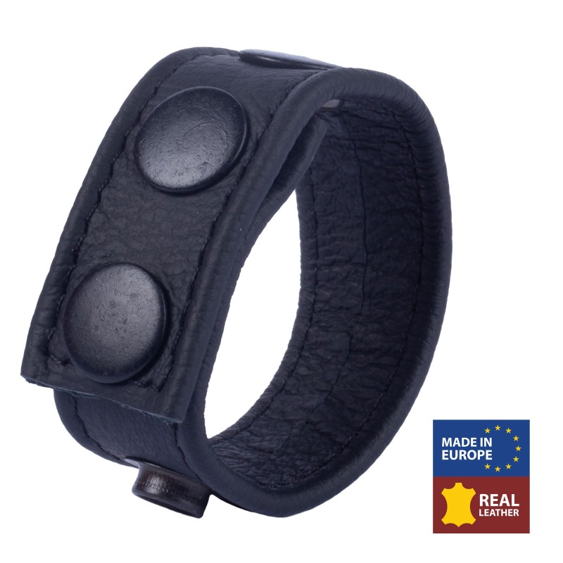 Red Leather Cocky - Adjustable Leather Cockring - Black