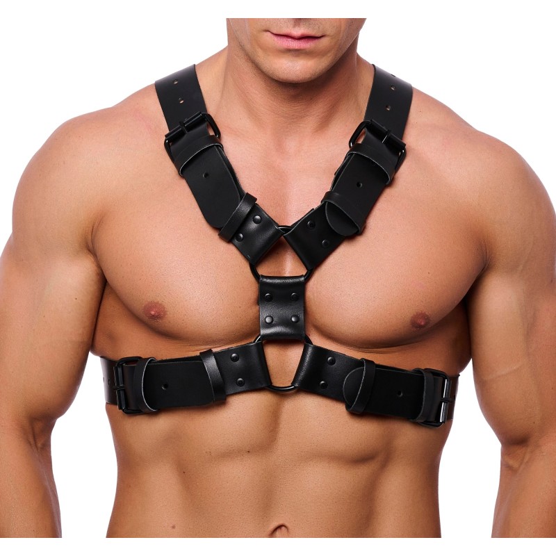 Red Leather Right Leather Harness Black