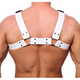 Red Leather Bulldog Leather Harness White