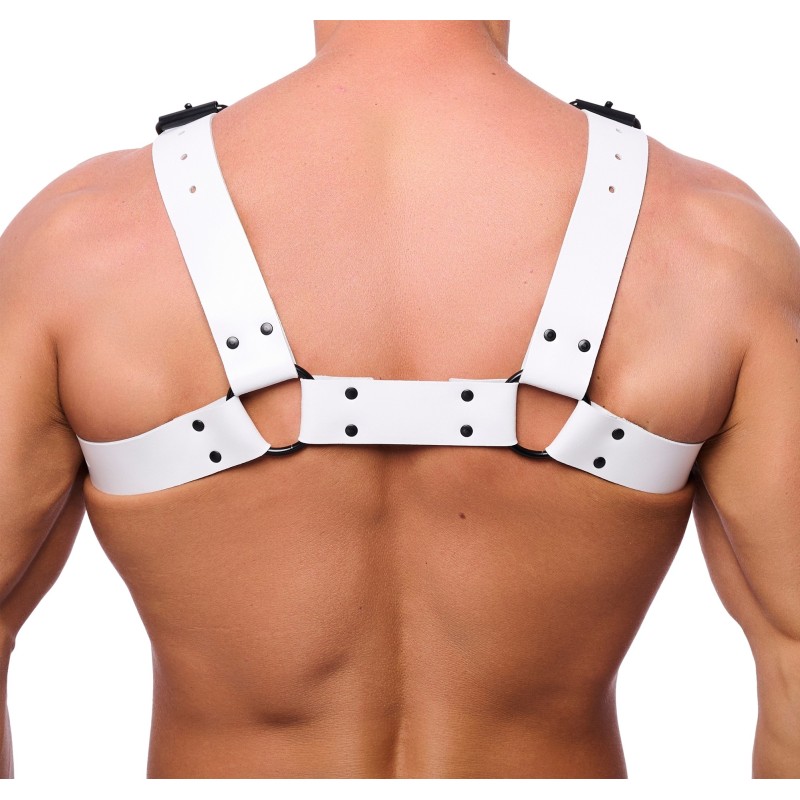 Red Leather Bulldog Leather Harness White